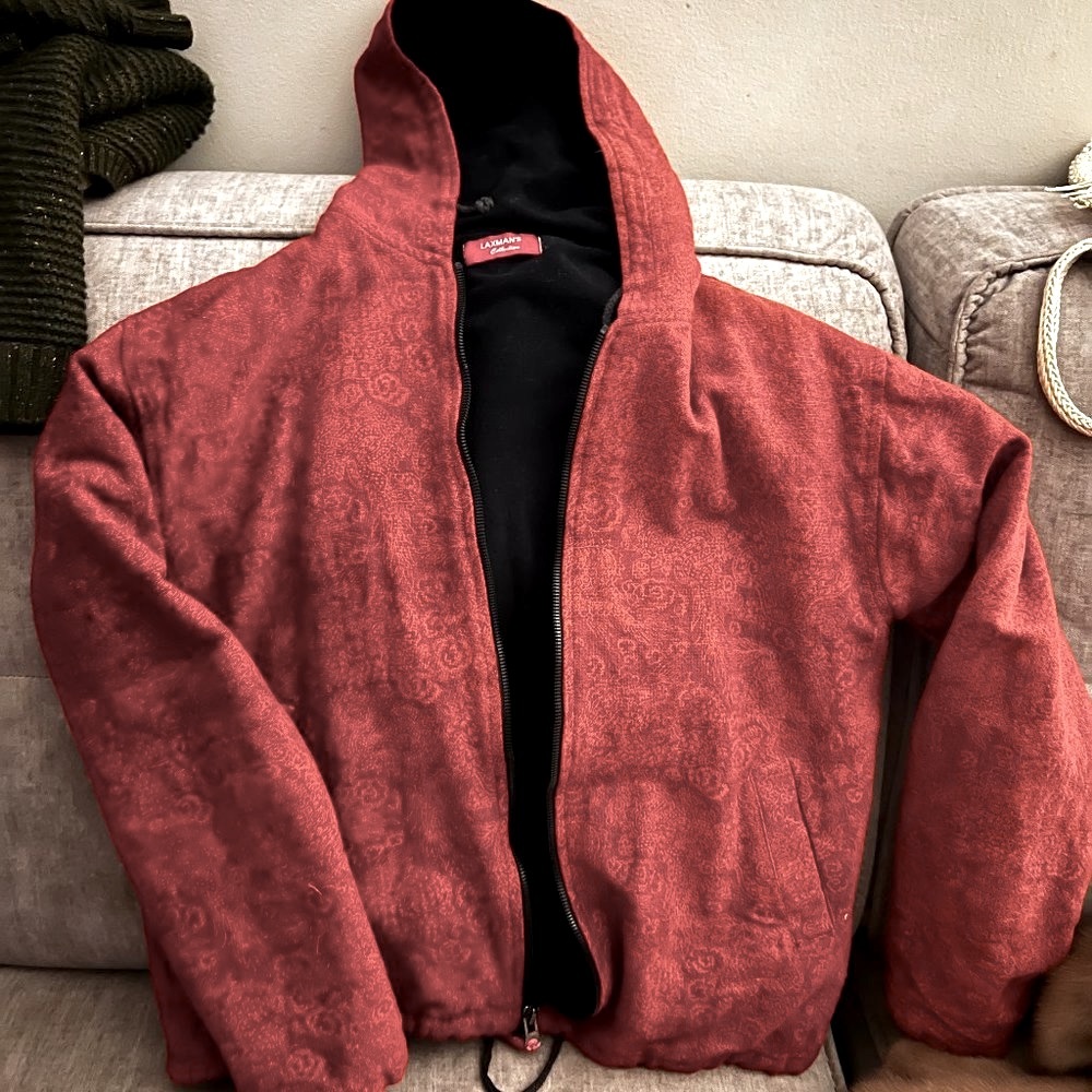 VINTAGE Laxman's Amsterdam Hooded Fleece Lined Jacket XL FITS like LARGE!